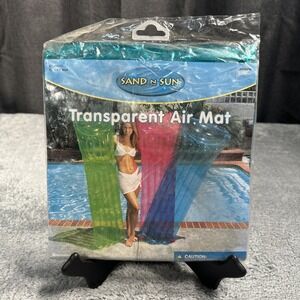 NEW Vintage Inflatable Pool Air Mat Sun N Sand Float 72"x 27" Clear Blue Intex